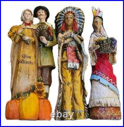 11 Thanksgiving Pilgrim Turkey Native American Figure Set Autumn Fall Decor Lot