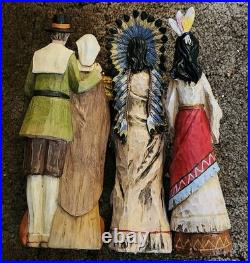 11 Thanksgiving Pilgrim Turkey Native American Figure Set Autumn Fall Decor Lot