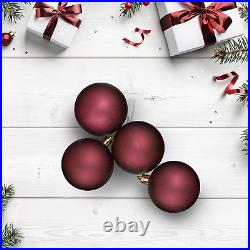 12Ct Burgundy Red Shatterproof Matte Christmas Ball Ornaments 4 (100Mm)