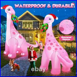 12FT Christmas Inflatables Pink Dinosaur 2025 NEW LED Outdoor Decoration