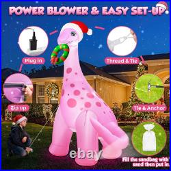 12FT Christmas Inflatables Pink Dinosaur 2025 NEW LED Outdoor Decoration