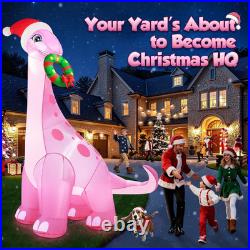 12FT Christmas Inflatables Pink Dinosaur 2025 NEW LED Outdoor Decoration