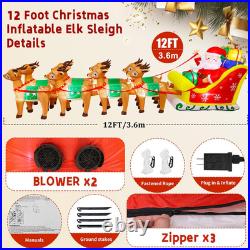 12FT Christmas Inflatables Santa Claus and Reindeer NEW LED Outdoor Decoration