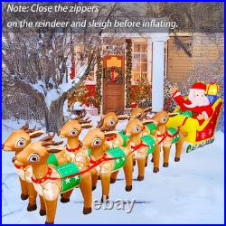 12FT Christmas Inflatables Santa Claus and Reindeer NEW LED Outdoor Decoration