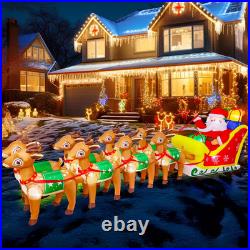 12FT Christmas Inflatables Santa Claus and Reindeer NEW LED Outdoor Decoration