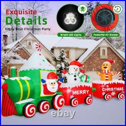 12FT Christmas Inflatables Santa Claus on Train 2025 NEW LED Outdoor Decoration