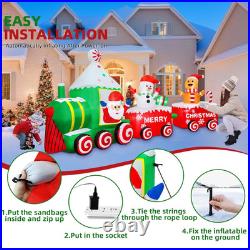 12FT Christmas Inflatables Santa Claus on Train 2025 NEW LED Outdoor Decoration