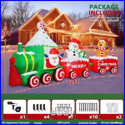 12FT Christmas Inflatables Santa Claus on Train 2025 NEW LED Outdoor Decoration