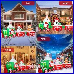 12FT Christmas Inflatables Santa Claus on Train 2025 NEW LED Outdoor Decoration