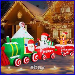 12FT Christmas Inflatables Santa Claus on Train 2025 NEW LED Outdoor Decoration