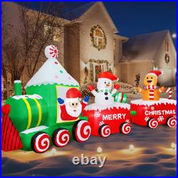 12FT Christmas Inflatables Santa Claus on Train 2025 NEW LED Outdoor Decoration