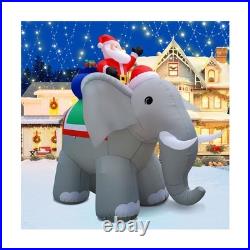 12FT Christmas Inflatables Santa Ride Huge Elephant Decoration, Inflatable El 12FT Christmas Inflatables Santa Ride Huge Elephant Decoration, Inflatable El