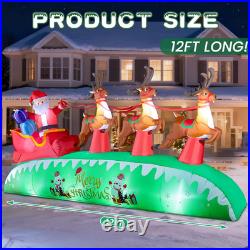 12FT Christmas Inflatables Santa Sleigh 2025 NEW LED Outdoor Decoration