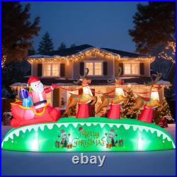 12FT Christmas Inflatables Santa Sleigh 2025 NEW LED Outdoor Decoration