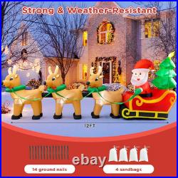 12FT Christmas Inflatables Santa and Reindeer 2025 NEW LED Outdoor Decoration