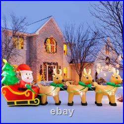 12FT Christmas Inflatables Santa and Reindeer 2025 NEW LED Outdoor Decoration