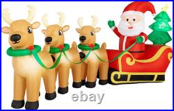 12FT Christmas Inflatables Santa and Reindeer 2025 NEW LED Outdoor Decoration