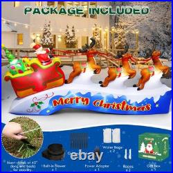 12FT Christmas Inflatables Santa on Sleigh 2025 NEW LED Outdoor Decoration