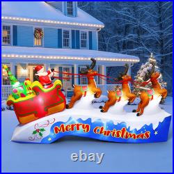 12FT Christmas Inflatables Santa on Sleigh 2025 NEW LED Outdoor Decoration