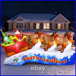 12FT Christmas Inflatables Santa on Sleigh 2025 NEW LED Outdoor Decoration
