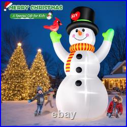 12FT Christmas Inflatables Snowman with Cardinal 2025 NEW LED Outdoor Decoration