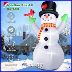 12FT Christmas Inflatables Snowman with Cardinal 2025 NEW LED Outdoor Decoration