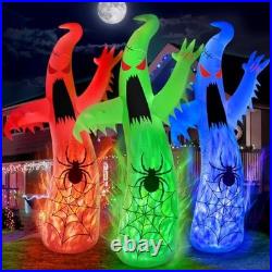 12FT Halloween Inflatables Decoration Giant Ghost with 3-Colored Flame