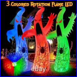 12FT Halloween Inflatables Decoration Giant Ghost with 3-Colored Flame