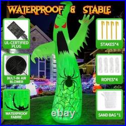 12FT Halloween Inflatables Decoration Giant Ghost with 3-Colored Flame