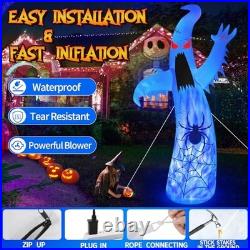 12FT Halloween Inflatables Decoration Giant Ghost with 3-Colored Flame