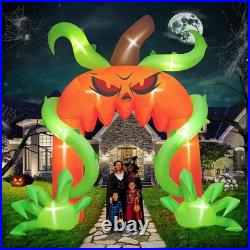 12FT Halloween Scary Giant Pumpkin Arch Inflatable with LED Blow Up Yard Décor