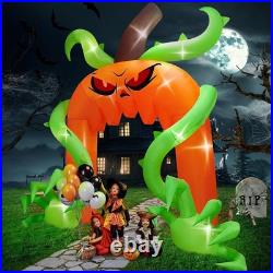 12FT Halloween Scary Giant Pumpkin Arch Inflatable with LED Blow Up Yard Décor