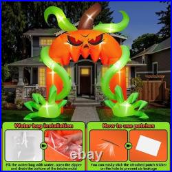 12FT Halloween Scary Giant Pumpkin Arch Inflatable with LED Blow Up Yard Décor