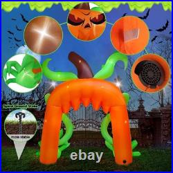 12FT Halloween Scary Giant Pumpkin Arch Inflatable with LED Blow Up Yard Décor