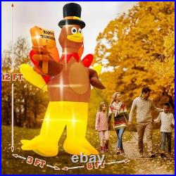 12FT Inflatable Turkey, LED Lighted Turkey Holding Happy Thanksgiving Sign for 12FT Inflatable Turkey, LED Lighted Turkey Holding Happy Thanksgiving Sign for