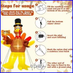 12FT Inflatable Turkey, LED Lighted Turkey Holding Happy Thanksgiving Sign for 12FT Inflatable Turkey, LED Lighted Turkey Holding Happy Thanksgiving Sign for