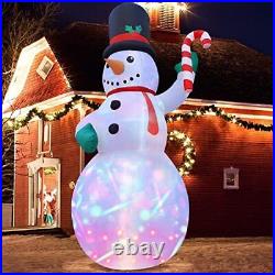 12Ft Giant Christmas Inflatable Snowman Holds Candy Cane Decoration Outdoor