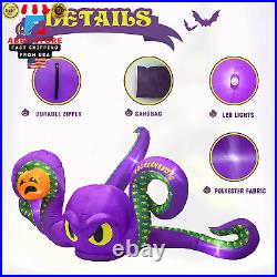 12Ft Halloween Inflatable Giant Octopus Purple Pumpkin LED Light Halloween Decor