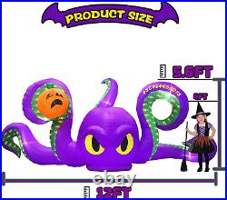 12Ft Long Halloween Inflatables Giant Octopus with Pumpkin Halloween Decorations