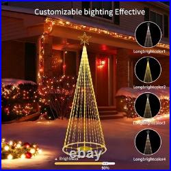 12Ft Outdoor Lighted Christmas Tree Lights Cone Tall Star Topped Artificial C