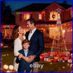 12Ft Outdoor Lighted Christmas Tree Lights Cone Tall Star Topped Artificial C