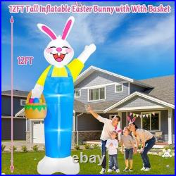 12Ft Tall Giant Easter Inflatables Outdoor Decorations Lighted Inflatable Bun