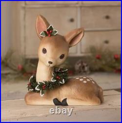 12 Bethany Lowe Sweet Fawn Deer Wreath Paper Mache Figure Retro Christmas Decor