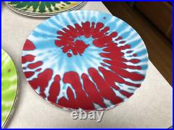 12 Citrus Grove Dinner Plates 10 Melamine Tye Dye Hippie Swirl Peace