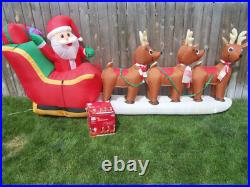 12' FT Airblown Inflatable LED Lighted Santa Sleigh Scene and Reindeer