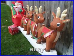 12' FT Airblown Inflatable LED Lighted Santa Sleigh Scene and Reindeer