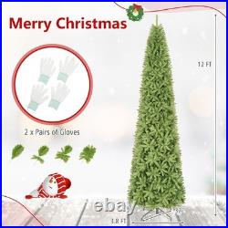 12 FT Artificial Pencil Christmas Tree with2583 Lush Branch Tips, Hinged