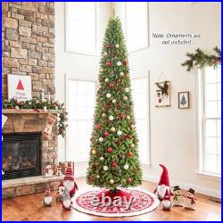 12 FT Artificial Pencil Christmas Tree with2583 Lush Branch Tips, Hinged