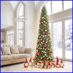 12 FT Artificial Pencil Christmas Tree with2583 Lush Branch Tips, Hinged