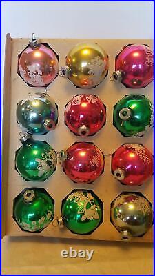 12 Franke Glass ornaments 1960s Christmas Decorations, Glass, bulbs, stencils 12 Franke Glass ornaments 1960s Christmas Decorations, Glass, bulbs, stencils